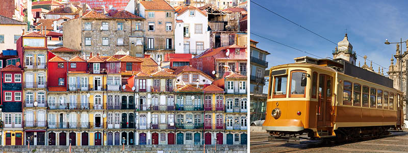 Porto, huse og sporvogn i Portugal